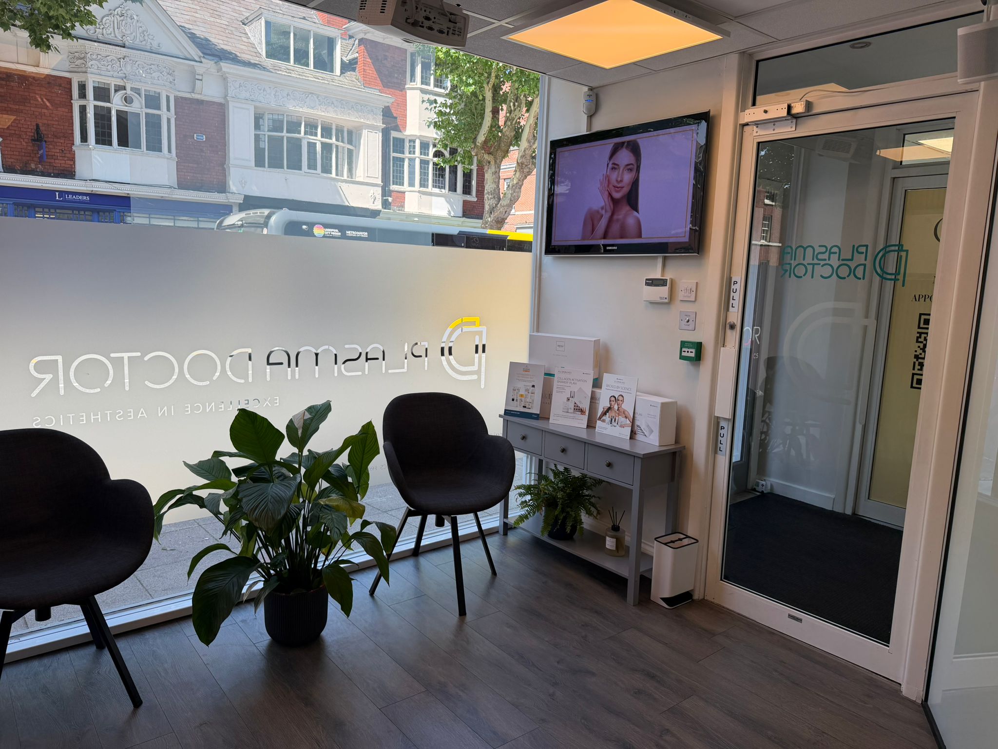 Waiting room at The Plasma Doctor, Warrington